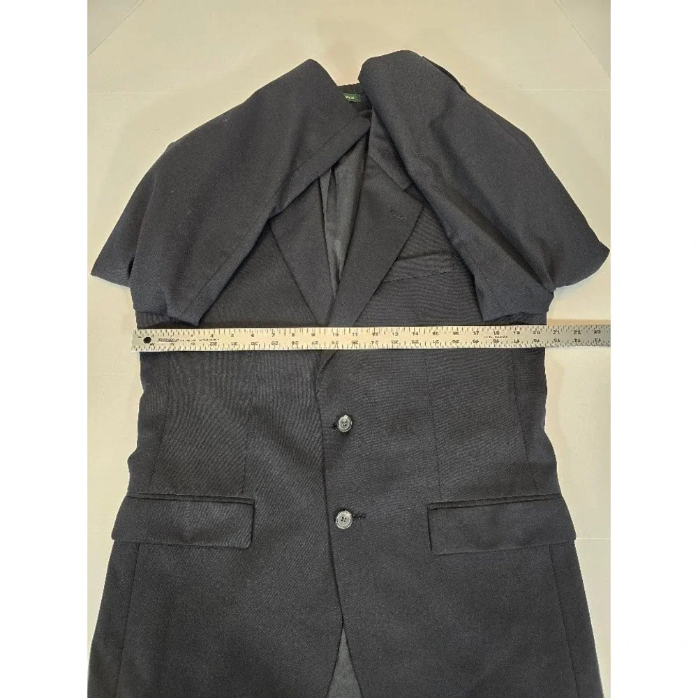 Lauren Ralph Lauren Mens Blazer Jacket Wool‎ Blend Two Button Black 38R
